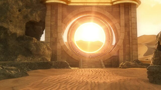 Ancient Portal Stargate in the Desert - Epic Landscape Loop Background