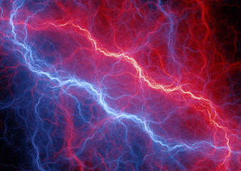 Hot red and cold blue electrical lightning background