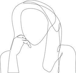 Beautifull women with hat on head, drawing by continuous line. Womens day minimalist concept, simple line, simple continuous line, Females for feminism, independence, sisterhood, empowerment.