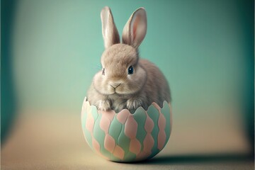Easter bunny inside an egg, generative ai