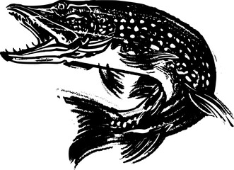 the vector illustration black and white pile fish