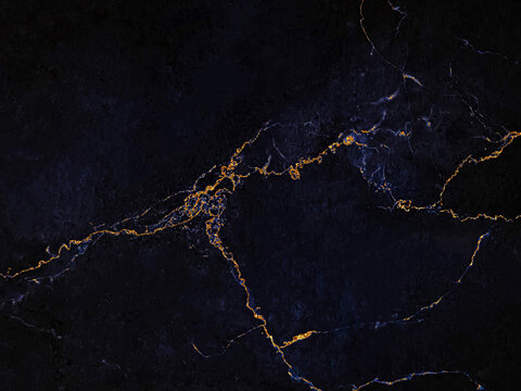 Dark blue marble luxury wall texture with gold veins pattern abstract background design for a cover book or wallpaper and banner website.