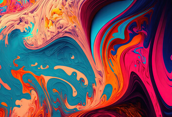 Fototapeta premium Abstract marbleized effect background. Vivid psychedelic creative colors. Beautiful paint texture.