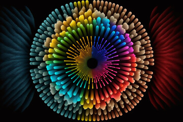 Fireworks shapes rendered in colorful detail