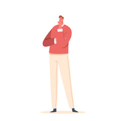 Thoughtful Man Character Ponders Financial Issues. Competent Use of Savings. Cartoon People Vector Illustration