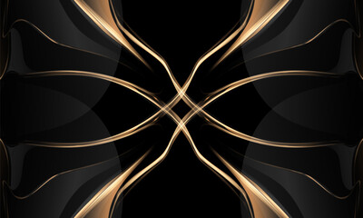 Abstract black and gold luxury background with golden shapes and lines. Luxuriant elegant abstract background. Vector illustration