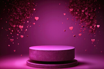 stage podium background of love heart mock ups for product or present display