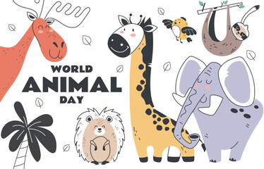 Wildlife day world life wild animal forest nature conservation concept. Vector design graphic illustration
