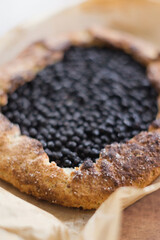 Baked galette with blueberries