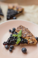 Baked galette with blueberries