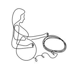 Mother silhouette body with comment as line drawing picture on white