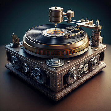 Tocadiscos retro futurista