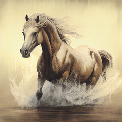 Obraz na płótnie Canvas horse crossing the river