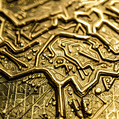 Golden Alien Circuit Board - Generative AI