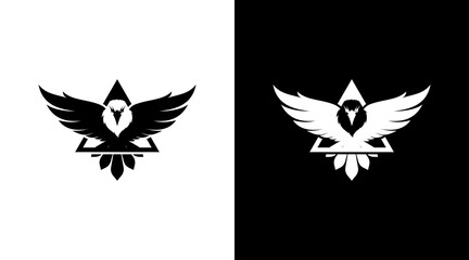 flying eagle vector logo monogram black and white icon illustration style Designs templates