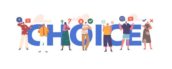 Making the Best Choice Concept. Problem of Finding Solution. Thoughtful Multiracial People Ponder Difficult Questions