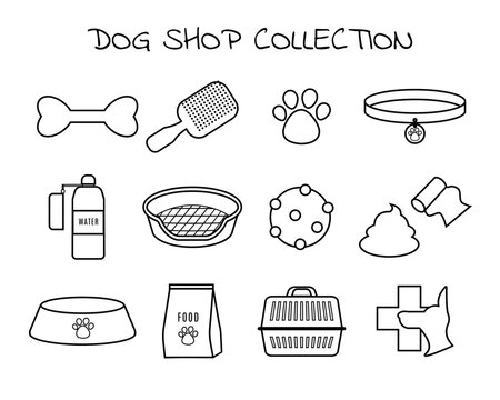 Simple Set of Pet Related Vector Line Icons. Dog shop collection