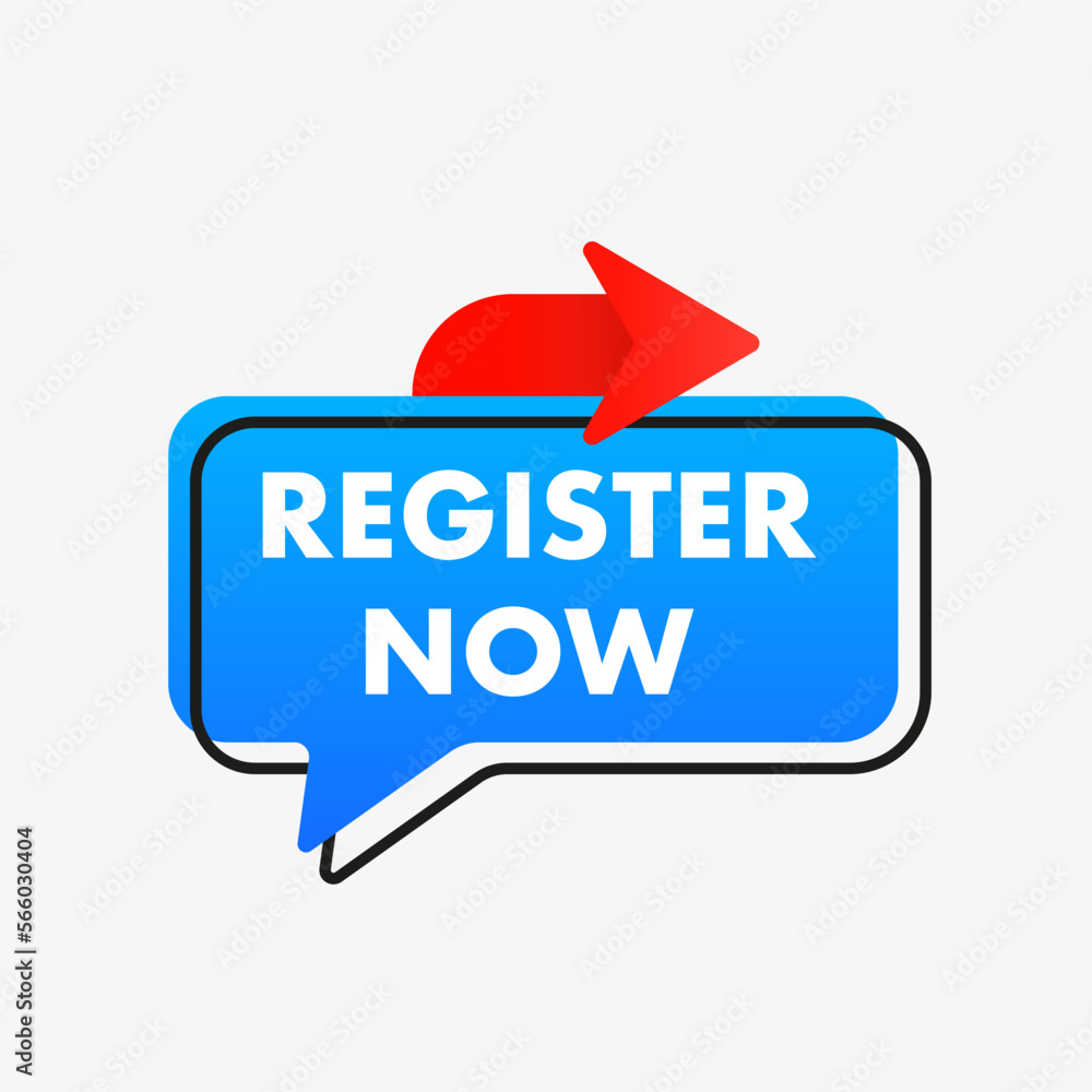 Poster the registration buttons now with an arrow. vector button for registration in services, blogs, websi