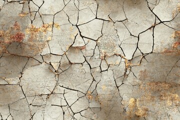 Obraz premium Seamless cracked peeling paint background texture. Tileable transparent grunge crackle and cracks pattern overlay. Weathered and worn concept wallpaper or backdrop. High resolution 3D