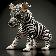 Сute little zebra dog. Created with Generative AI technology.