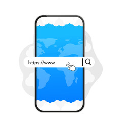 Searching on internet with smartphone - Mobile phone with search bar popping out. Smartphone with search. Vector illustration