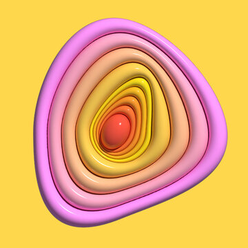 Fusion of pink inflatable shapes over a yellow background. Vector illustration