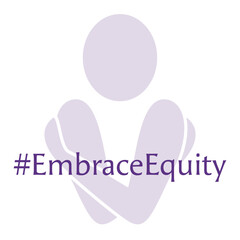 Embrace Equity logo with hashtag, for International Women's Day 2023 
