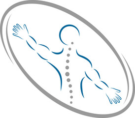 Person in Bewegung, Wirbelsäule, Orthopädie und Physiotherapie Logo, Icon