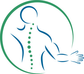 Person, Wirbelsäule, Orthopädie und Physiotherapie, Handrehabilitation, Logo, Icon