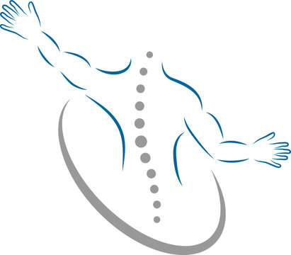 Person in Bewegung, Wirbelsäule, Orthopädie und Physiotherapie Logo, Icon