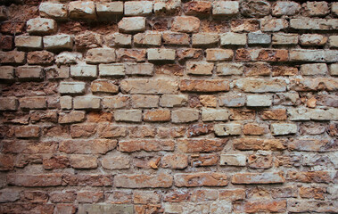 Old broken brick wall Background