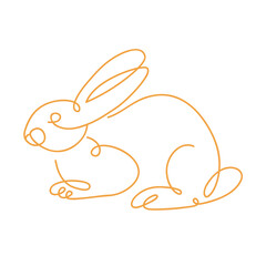 Bunny isolated on white background one line drawing, vector illustration