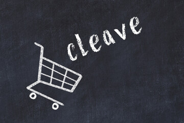 Chalk drawing of shopping cart and word cleave on black chalboard. Concept of globalization and...