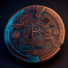 Fototapeta na wymiar Bitcoin background, BTC cryptocurrency bitcoin coin blockchain wallpaper