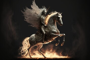 Fototapeta na wymiar illustration of pale greenish gray Horse from revelation 6:8, generative Ai