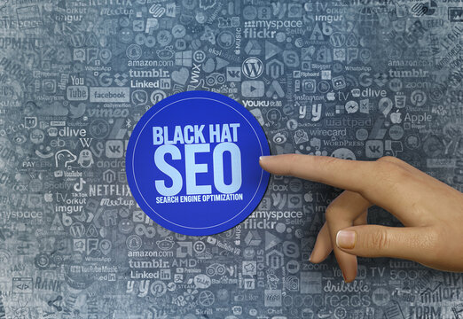 black hat seo -  seo stock photo, search engine optimization