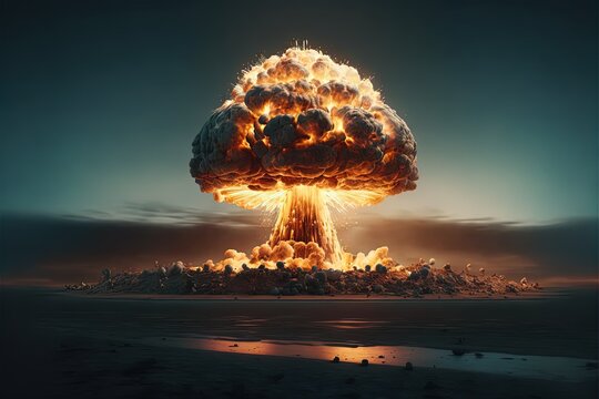 Atombombe explodiert auf dem Planeten Erde, Krieg, Nuklearkrieg, Politische Lage, Generative AI