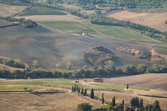 View to Val d'Orcia in Tuscany, Italy