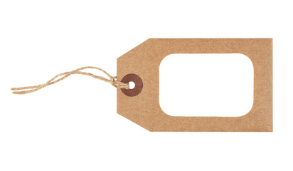 Brown paper tag with blank space for text isolated on transparent background