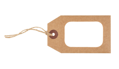 Brown paper tag with blank space for text isolated on transparent background