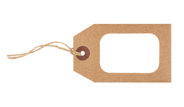Brown paper tag with blank space for text isolated on transparent background