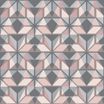 Scandinavian seamless pattern. Pastel pink and grey background. Nordic winter style. Vector illustration.