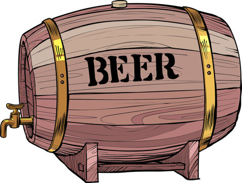 Wooden beer barrel. bar pub restaurant oktoberfest, brewery