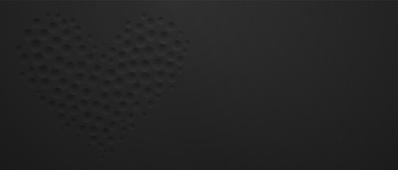 Naklejka premium Abstract background in black colors with many concave small circles, arranged in a heart shape