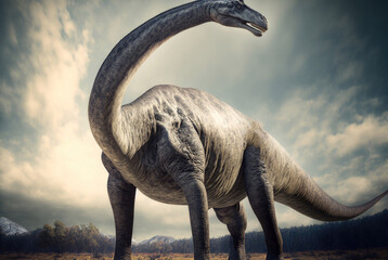 Diplodocus dinosaur. Generative AI - obrazy, fototapety, plakaty