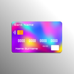 Credit debit colorful card with gradient mesh