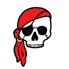 pirate skull with red bandana and eyepatch
