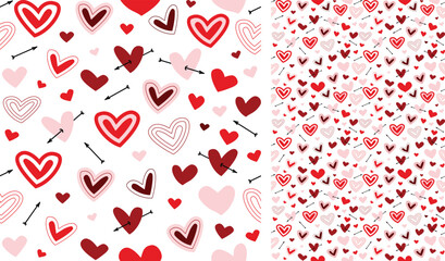 Abstract Valentine's day wallpaper with hearts. Love doodles hearts holiday texture.Square background, repeatable pattern. St Valentine's day wallpaper, valentine present, Doodle style, elements.