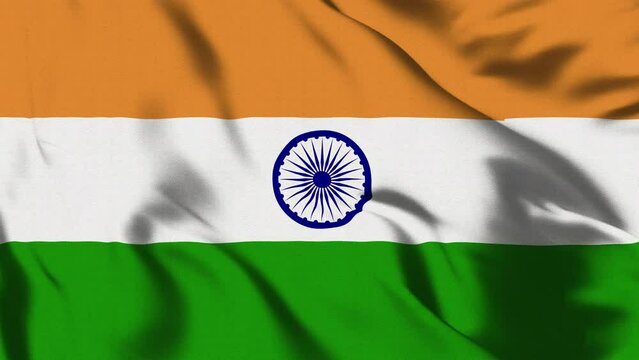 Flag of India waving.Highly detailed fabric texture. Seamless loop in full 4K resolution.Indian flag.	