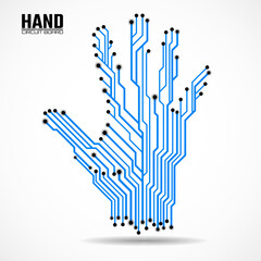 Abstract hand of circuit board, technology concept